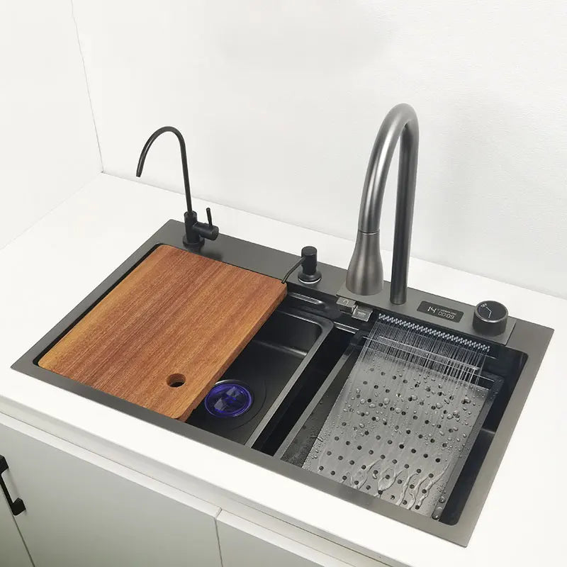 Waterfall Sink Kitchen Stainless Steel Topmount