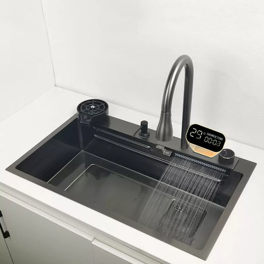 Waterfall Sink Kitchen Stainless Steel Topmount